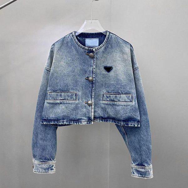 Traje Nylon Nuevo 2024S Denim Mujer Abrigo Mujer Budge Letras Pinta Otoño Primavera Mujer Diseñador Chaquetas Cortavientos