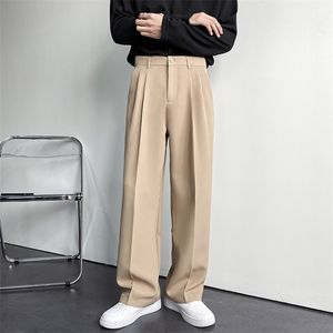 Pak Solid Full Baggy Casual Wijde Pijpen Broek voor Mannen Kaki Zwart Wit Japanse Stijl Streetwear Oversize Broek Man 220713