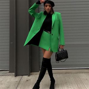 Pak Suit Fashion Elegant Green Office Women Blazers 2 Stuk Jack + Skirt Street Party Suits S 220302