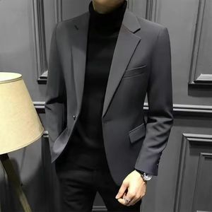 Traje traje para hombre abrigo completo de dos botones pantalones formal negocio profesional ocio versión coreana slim fit XB 240311