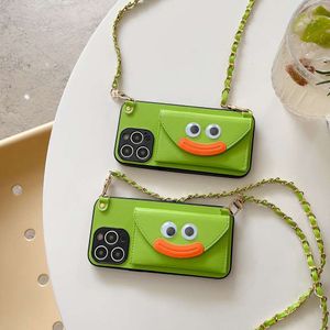 Geschikt voor Apple Phone Case Crossbody Hangende touw iPhone 15 Promax Frog Card Wallet 14 Nieuwe mode