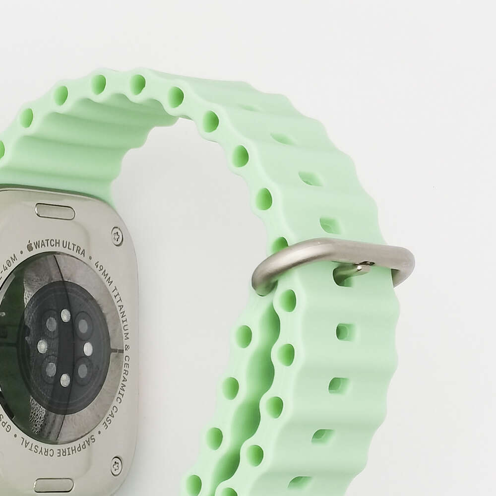 Adequado para Apple Ultra 8th Generation Ocean Nova pulseira de relógio de silicone de 49 mm com anéis duplos