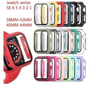 Convient pour Apple Watch Case PC Watch Cases pour Apple Smartwatch 38mm 40mm 42mm 44mm avec protecteur d'écran en verre trempé Couverture complète