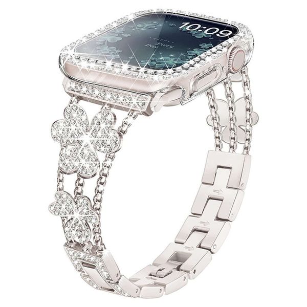 Adecuado para Apple Watch Fashion Clover Set Diamond Metal Iwatch8-1 Correa representativa