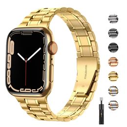 Convient pour Apple Watch S7 bracelets de montre en acier inoxydable mode métal Smart iWatch montre Starp pour iPhone 38/40/42/44mm