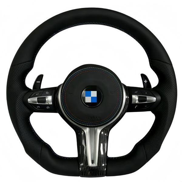Adecuado para volante de BMW, chasis plano, cuero perforado, chasis F-E, actualización no destructiva