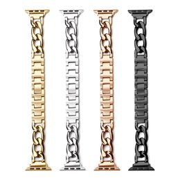 Convient au bracelet de montre BPPLE avec chaîne en denim à une rangée de diamants, bracelets en acier inoxydable en zinc massif Zlloy, bracelets iWatch S282y