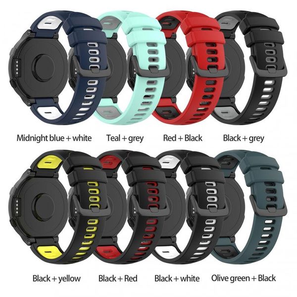 Adecuado para Garmin Forerunner 220/230/235/735xt Reloj Correa de la banda de dos colores Reemplazo de silicona impermeable