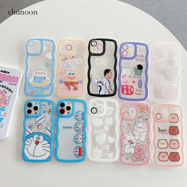 Coque de téléphone en forme de vague de dessin animé, étui Transparent en Silicone peint pour Apple 13, 12, été, petit, doux et frais