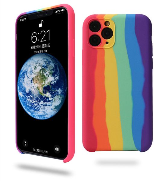 Convient pour iPhone 13 pro max Rainbow Liquid Silicone Phone Cases iphone13 iphone12 XS 6/7/8P Creative Cover