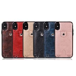 Étui en cuir pour téléphone portable iPhone12Pro, couleur unie, 13 cartes Apple 15Promax, étui de protection avec lanière oblique