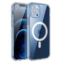 Adecuado para iPhone13, funda magnética transparente para teléfono móvil magsafe Apple 12pro, cubierta protectora inalámbrica magnetizante 11