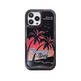 Coque de téléphone Apple légère et luxueuse, support galvanisé de haute qualité, adapté à iPhone13ProMax, petite plage d'été en noix de coco