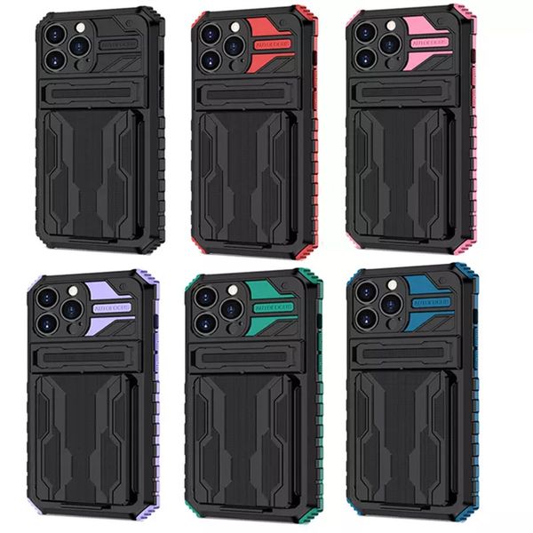 Adecuado para Phone14 Pro MAX, funda para teléfono móvil, soporte para tarjetas, funda protectora tres en uno