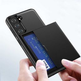 pour Samsung S21FE coque de téléphone s20 2-en-1 couverture coulissante carte insertion note 10 anti chute portefeuille protection étui S9
