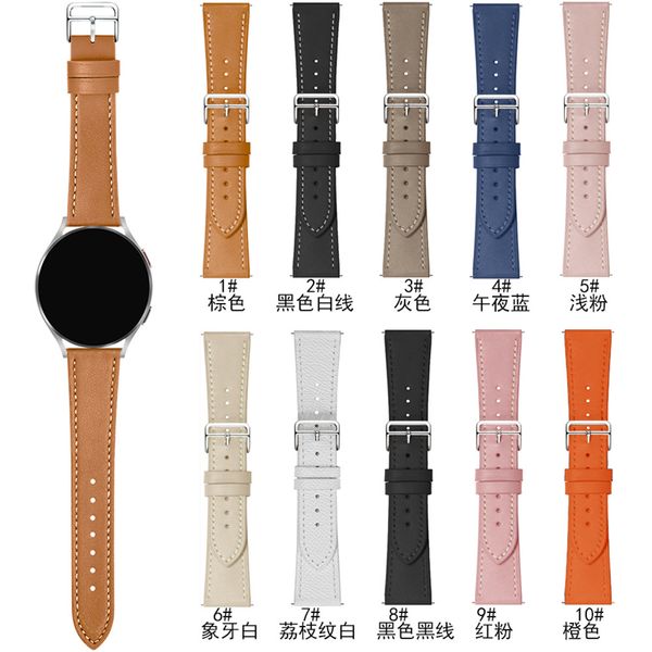 Adecuado para Samsung Watch Strap Band Fashion Watch6 Watch5 Watch Strap 20-22 mm Huawei 20-22 mm Corcha de cuero Samsung 4-5 Pro NUEVO cinturón de cintura pequeña