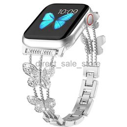 Adecuado para toda la gama de correas de reloj Apple 42 mm 38 mm 40 mm 41 mm 44 mm 45 mm 49 mm iwatch 6 5 4 3 2 nueva correa de diamante con incrustaciones de metal de mariposa pequeña