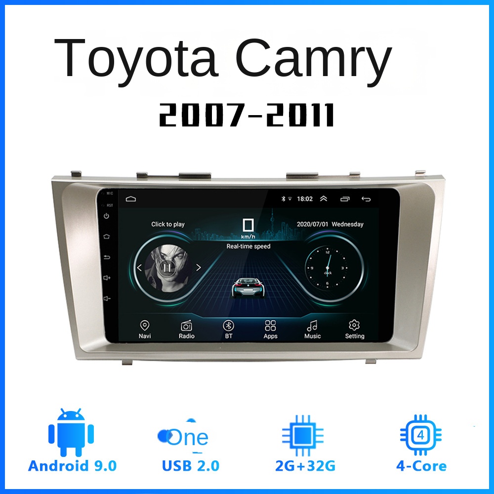 Toyota Camry için uygun 07-11 Android 9.0 Büyük Ekran Araba GPS Navigasyon WiFi Bluetooth Radyo