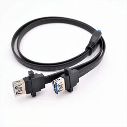 Adecuado para el cable de panel IDE USB3.0 delantero de 20 pines a doble puerto de un cable de datos de chasis femenino con orificio de tornillo