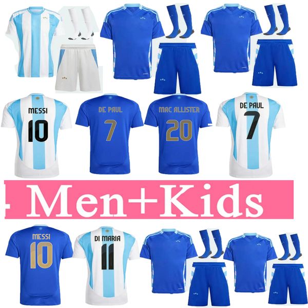 Adecuado para usar con el kit de niños y hombres Camisetas de fútbol Argentina 3 estrellas MESSIS 24 25 Fans MAC ALLISTER DYBALA DI MARIA MARTINEZ DE PAUL MARADONA Camiseta de fútbol