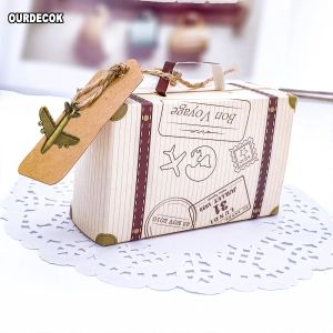 Koffer snoepboxen reizen klassieke elegante thema geschenkdoos bruiloft verjaardag jubileumfeestje gunstboxen met vliegtuighangen