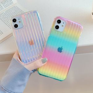 Coque de téléphone en TPU dégradé, étui coloré en quatre dimensions pour iPhone 12 Pro Max XR XS 8 Plus SE2