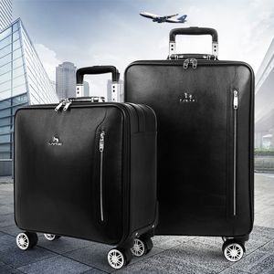 Koffer Trolley Carry OnTravel Bag Carry-ONV Top Grade Black Taiiga Real Lederen Reiskoffer Pegasse Legerre M30005 Rolling Bagage