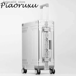 CARCATÉS 100% Aluminium Alloy Pull Tile Suitcase 20242628 pouces Bagage métallique à la mode nouveau type de bagage de valise Pul Q240115