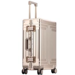 Valises 100% aluminium-magnésium bagages roulants valise de cabine d'affaires valise de chariot de voyage Spinner avec roues 276y
