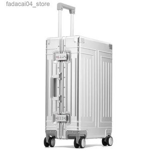 Koffers 100% aluminium koffers op wielen Grote reisbagage Metallic waterdichte handbagage koffer 20/22/24 inch trolleykoffer Q240115