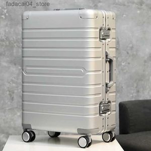 Koffers 100% Aluminium Reiskoffer 24 Spinner 20 Zakelijke Bagage Trolley Op Wiel 28 Inch Q240115