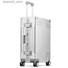 Akschriften 100% hooggeplaatste aluminium-magnesium hoogwaardige rollende bagage voor instapspinner International Brand Travel Suitcase Q240115