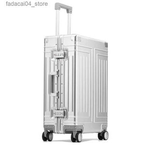 Akschriften 100% hooggeplaatste aluminium-magnesium hoogwaardige rollende bagage voor instapspinner International Brand Travel Suitcase Q240115