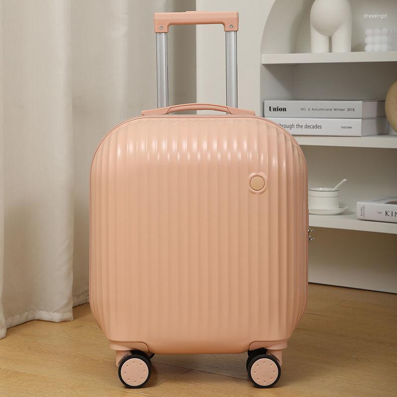 Suitcases 18 Inch Carry On Suit With Wheels Girls Cute Travel Luggage Small Rolling Cabin Trolley Women Kids