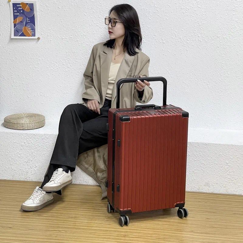 Suitcases 20/22-Inch Fashion Wide Trolley Luggage Bag Universal Wheel Mute Password Travel Suitcase Case Boarding