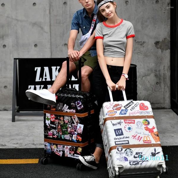 Valises 20 24 26 29 pouces valise à roulettes valise d'embarquement femmes tourisme continuer chariot roues universelles 47