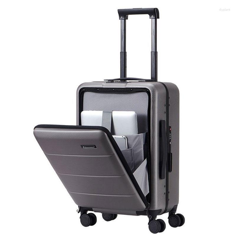 Suitcases 2023 Front Open PC Luggage 20in Boarding Case Key LightweightSuitcase Travel Bussiness Computer