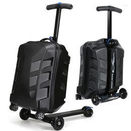 Valises 21" Pouces Carry On Bagages Trolley Kids Sit Scooter Travel Suitcase Lazy Case