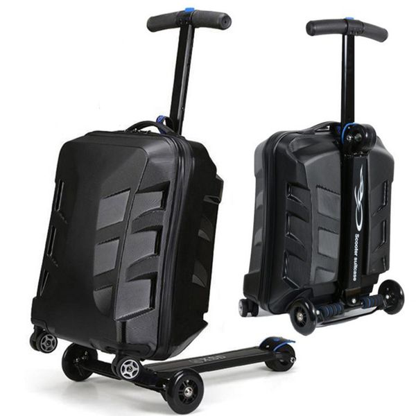 Valises 21 pouces en aluminium Scooter valise à bagages avec roues Skateboard Passowrd serrure roulant voyage Trolley Case 221026