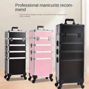CARCATES MAVAUMENTS 4-en-1 Roues détachables Roues de valise Sac Professional Boîte de rangement de boîte à outils Nailart de voyage