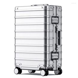 Valises tout en aluminium bagages de voyage haut de gamme mode valise à roulettes Ultra-silencieux mot de passe serrure 20 pouces boîte d'embarquement tendance