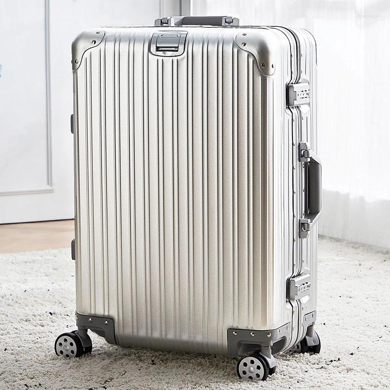 スーツケースパッケージホイール付きアルミニウムトラベル荷物TSAロック20インチボードケースビッグサイズファミリードロップケース