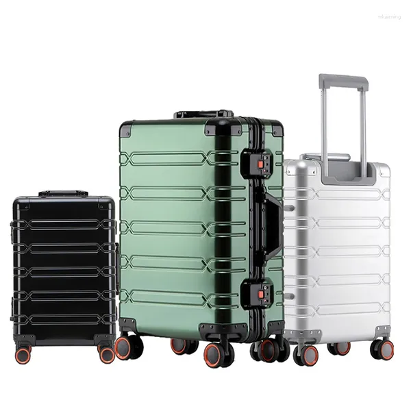 Maletas Llegada Unisex Aleación de aluminio 20'24'29 pulgadas Equipaje de viaje Trolley Paquete Bolsa Mujer Big Mute Maleta grande Ruedas Troncos