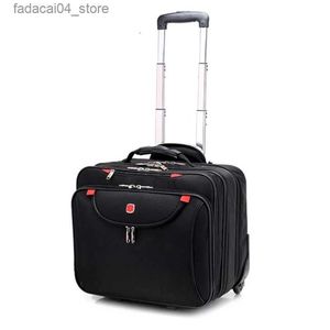 Koffers merk trolley koffer op wielen 16 inch wachtwoord computertas Oxford zakelijke rolbagage reizen boarding koffer Q240115