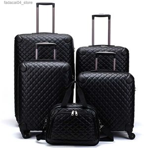 Koffers Zakelijke trolleykoffer Reizen Schouder Handtas Koffer met 4 wielen Damesbagage PU-leer Geruite opbergtas Bagage Cosmetische doos Q240115