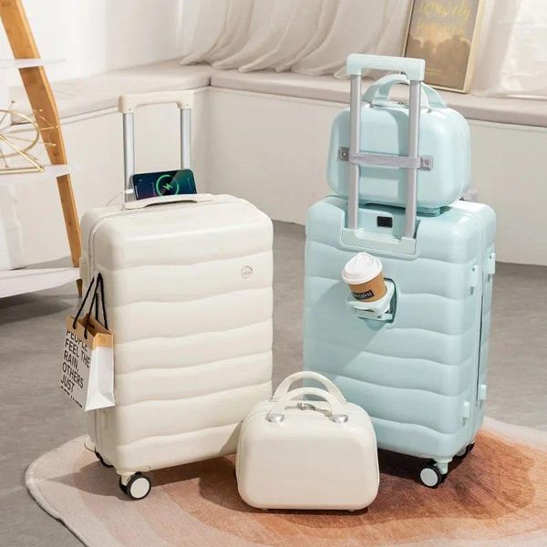 Valises couleur bonbon valise multifonctionnelle chariot boîte 24 pouces petit voyage frais dames bagages légers roue universelle