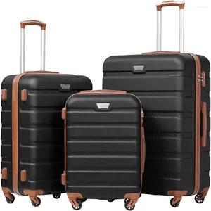 Les valises transportent des bagages avec roues 3 pièces Setcase Spinner Spinner Hardhell Lightweight Tsa Lock