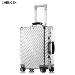 Les valises portefeuilles en aluminium rétro en aluminium Retro Retro Rolling 20 "24" 29 "Spinner Metal Vintage Trolley Suitcase pour voyager