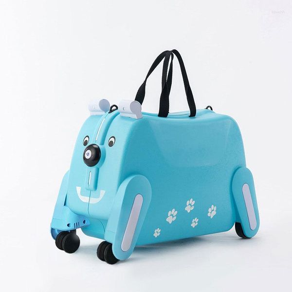 Valise pour enfants sur roues peut s'asseoir et monter dessin animé mignon petit bagage roulant jouet pour enfants en plein air transporteur voyage