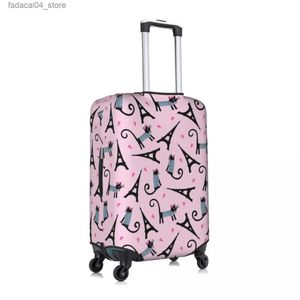 Valises Mignon Dessin Animé Paris Chat Housse De Bagage Spandex Valise Protecteur Convient 19-21 Pouce Q240115